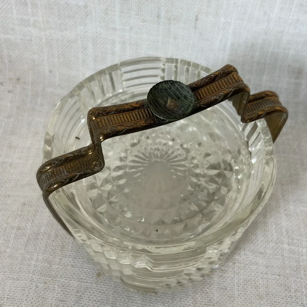Vintage 4‎  Glass  Coasters With Filigree Brass Carrying Tray, Retro Barware